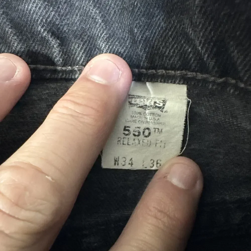 Vintage Levis 550 Relaxed Fit Black Jeans Made in USA 34x32 550-0260 1997